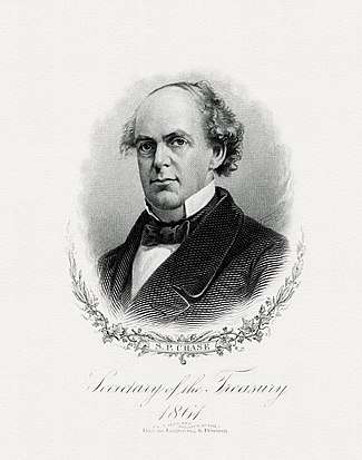 BEP engraved portrait of Salmon P. Chase, sixth Chief Justice of the United States, 1864&nbsp;&ndash;&#32;1873