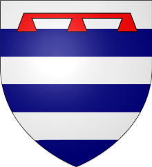  Shield shape showing alternating blue and silver horizontal stripes