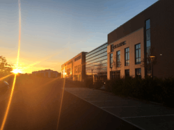 The CUBRIC building at sunset