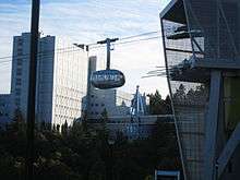 An aerial tram part of a cable car system in Portland