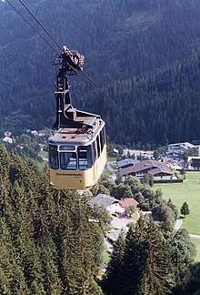 An Australian Alps cable car on a mountainside