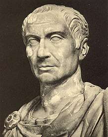 A marble bust of Julius Caesar, looking left
