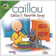 Caillou in his room playing his Drum on the Right. Gilbert with a tambourine on his neck on the left