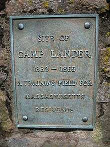Camp Lander Marker, Pingree Park, Wenham, Massachusetts