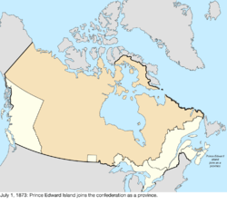 Map of the change to Canada on July 1, 1873