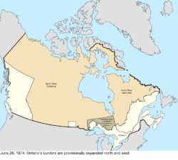 Map of the change to Canada on June 26, 1874