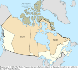 Map of the change to Canada on September 1, 1880