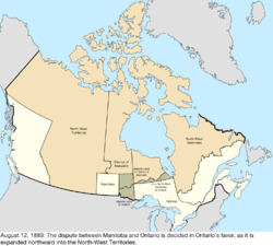 Map of the change to Canada on August 12, 1889
