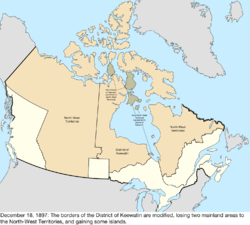 Map of the change to Canada on December 18, 1897
