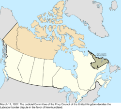 Map of the change to Canada on March 11, 1927