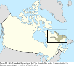 Map of the change to the international disputes involving Canada on March 11, 1927