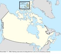 Map of the change to the international disputes involving Canada on November 11, 1930
