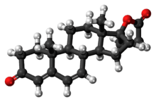 Ball-and-stick model of the canrenone molecule