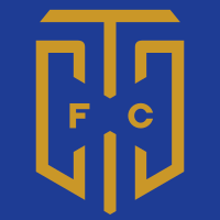 Monogram with interwoven characters introduced in 2016, with gold letters CTC spelling Cape Town City on a blue background.