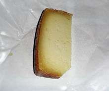 Slice of goat's-milk cheese