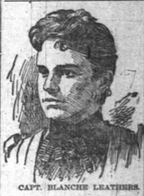 Captain Blanch Douglass Leathers, drawing appearing in the Indianapolis News on 23 February 1895.