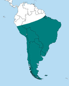 Map showing range of the southern crested caracara