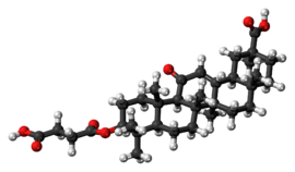 Ball-and-stick model of the carbenoxolone molecule