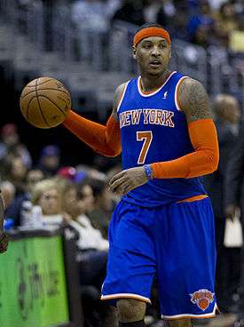 Carmelo Anthony dribbling up the court