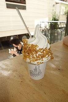 The Milk Bar's cereal milk - soft serve topped with cornflakes