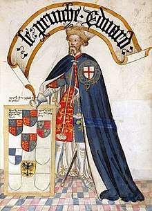 Edward as a Knight of the Garter, 1453, illustration from the Bruges Garter Book, British Library