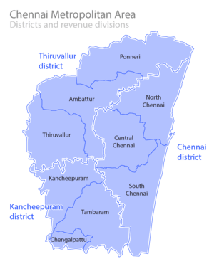 A graphic showing the divisions of the Chennai metropolitan area