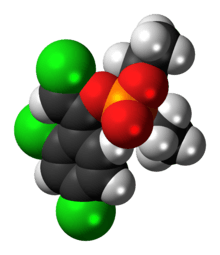 Space-filling model of the (Z)-chlorfenvinphos molecule