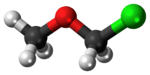 Ball-and-stick model of the chloromethyl methyl ether molecule