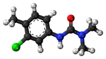 Ball-and-stick model of the chlortoluron molecule