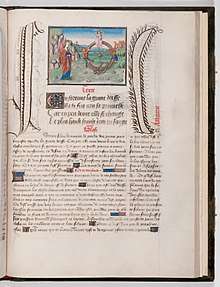 Folio 41r 'Wheel of Fortune' from Epitre d'Othéa; Les Sept Sacrements de l'Eglise, c. 1455 at Waddesdon Manor