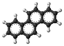 Ball-and-stick model of the chrysene molecule
