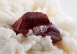 Cinnabar crystals in dolomite