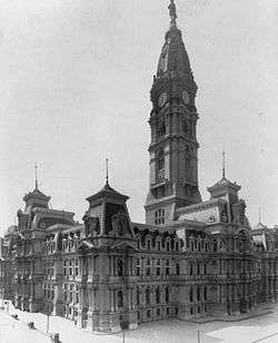 Black-and-white photograph of Philadelphia's City Hall