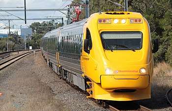 Electric silver-and-yellow train