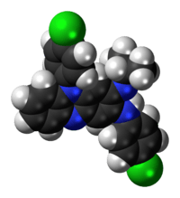 Space-filling model of the clofazimine molecule