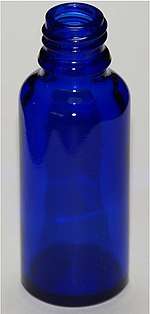 blue glass bottle with neck