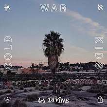 The cover consists of a palm tree in a suburban neighborhood during sunset. One word from the band is on each side of the cover.