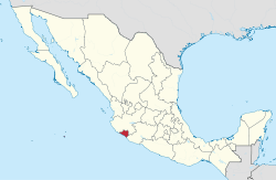 Map of Mexico with Colima highlighted