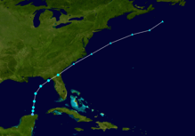 A track map of Tropical Storm Colin in early June