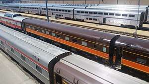 Brown and orange railcar