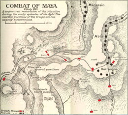 Image is a map of the Combat of Maya. It is copied from Sir Charles Oman's "A History of the Peninsular War: Volume VI" which was originally published in 1922.