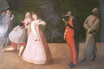 [?]. Prima Buffa della Compagnia dei Comici Gelosi. 1590. Oil on Canvas. [?]. Carnavalet Museum.