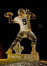 "Cool Brees" ice sculpture of Drew Brees