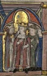 A bishops puts a crown on the head of a young man