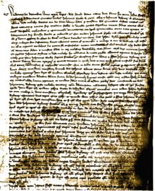 A photograph of the first page of the notes kept during Rykener's interrogation