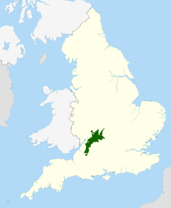 Map of England and Wales with a green area representing the location of the Cotswolds