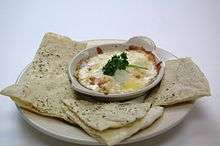 Crab dip served with flatbread