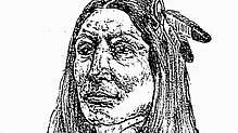 1934 sketch of Crazy Horse's face as described by his sister
