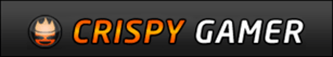 The logo used between 2010 and 2014 depicted an orange fiery face inside a black circle as an icon, followed by the orange italicized text "CRISPY" and the solid white italicized word "GAMER".
