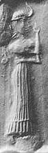 Ninshubur depicted in a cylinder seal impression (c. 2334-2154 BC)